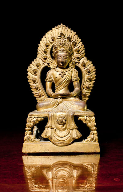 Gilt Bronze Amitayus — Front View