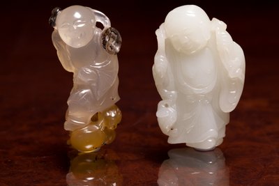 Pair of White Jade Boy Figures